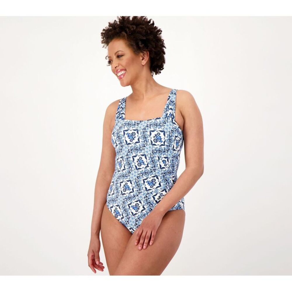 Revers-A-Brella Women's Swimsuit Sz 10 Glamour -Piece Adjustable Blue A599568
